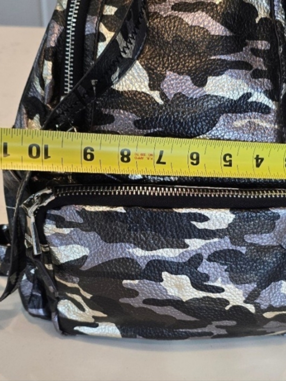 Aimee Kestenberg Becca Pebbeled Leather Metallic Camoflauge Backpack Womens - Picture 5 of 14
